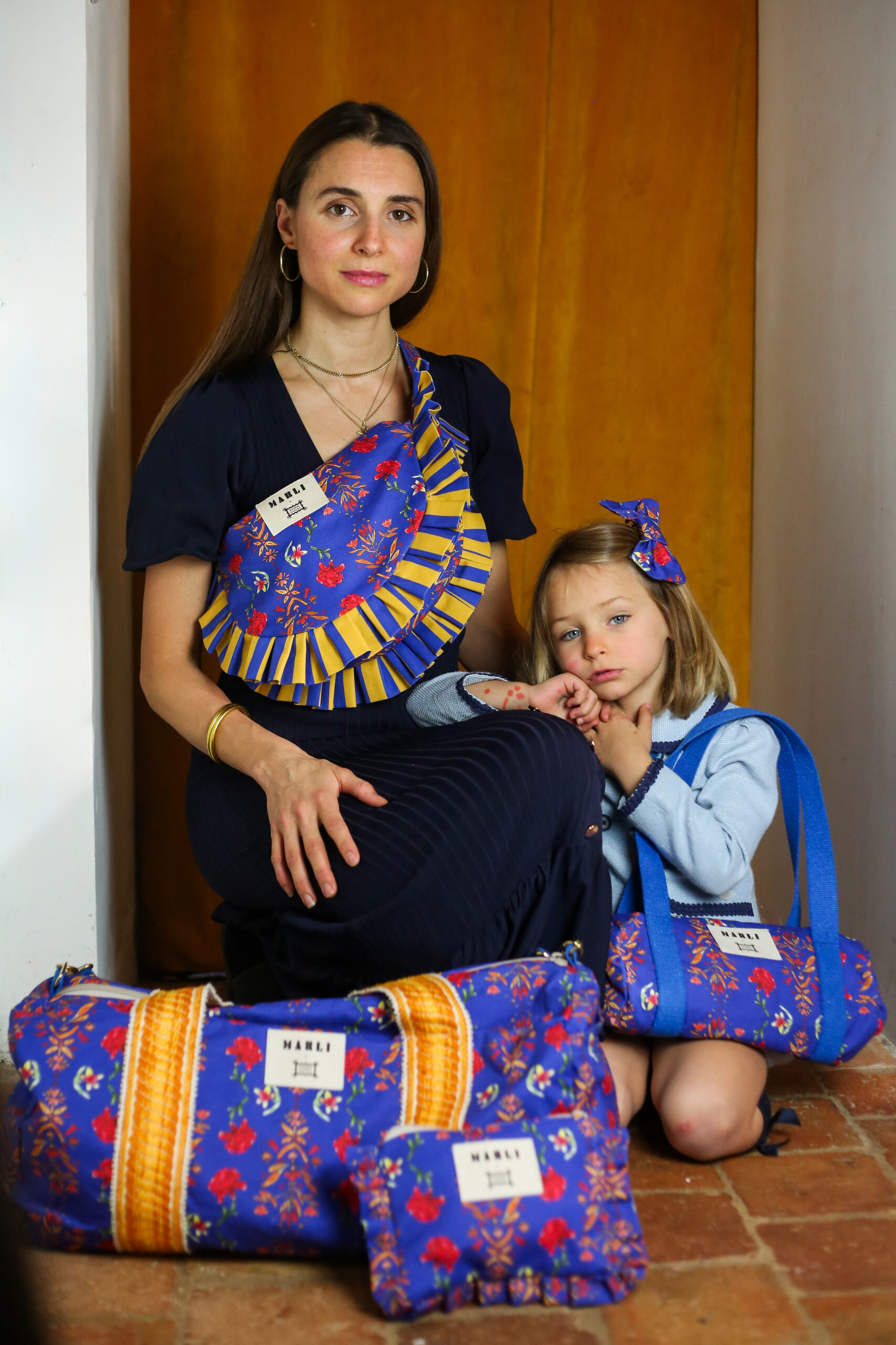 Banane froufrou Tatiana - Motif fleuri bleu indigo – Image 3