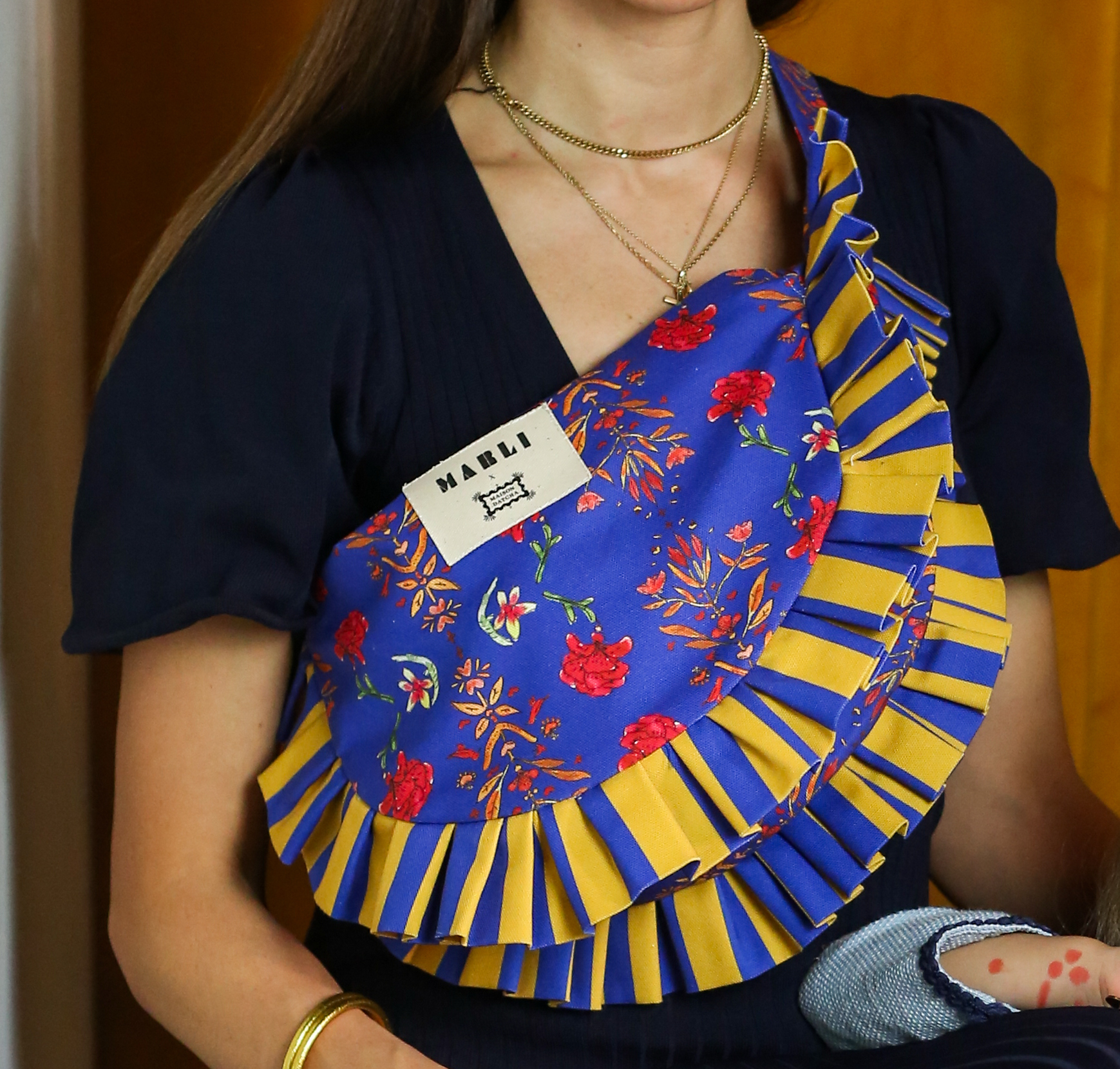 Banane froufrou Tatiana - Motif fleuri bleu indigo – Image 4