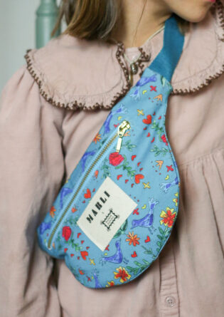 Banane mini Nouchka  - Motif oiseaux bleu canard