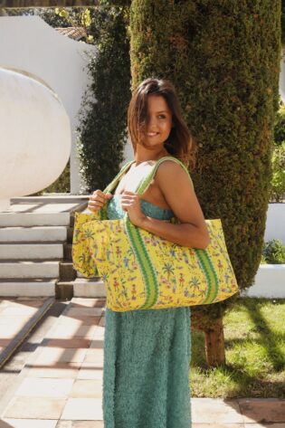 Cabas passementerie Mattéo - Motif samba jaune