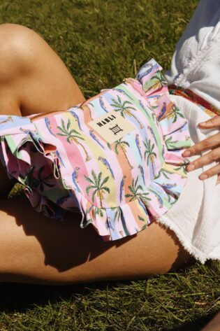 Banane froufrou Alba - Motif Perroquets et palmiers fond multicolore