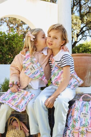 Trousse maxi Helena  - Motif Perroquets et Palmiers fond multicolore