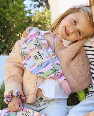 Banane mini Gabi  - Motif perroquets et palmiers fond multicolore