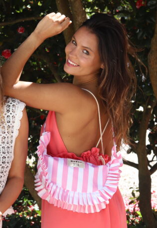 Banane froufrou Alba - Motif rayures roses et blanches