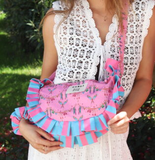 Banane froufrou Alba - Motif Bikini et Perroquets fond rose