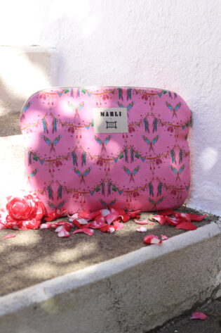 Pochette ordinateur Beatriz  - Motif Bikini et Perroquets fond rose