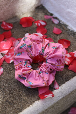 Chouchou Raul  - Motif Bikini et Perroquets fond rose