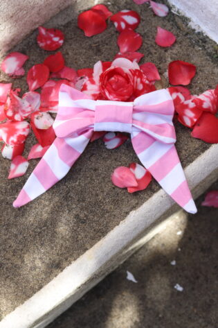 Grand nœud Oscar - Motif rayures roses et blanches