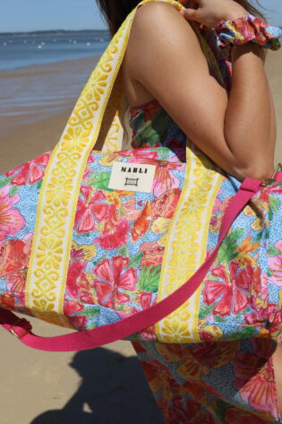 Sac polochon maxi Démétrio  - Motif fleurs brésil multicolore