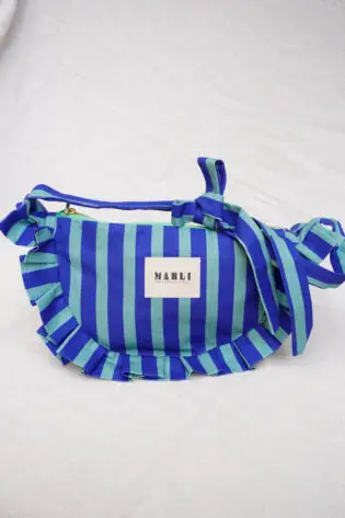 Banane froufrou Olivia-Rayé bleu indigo et vert