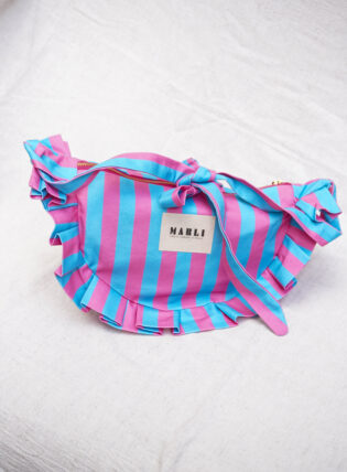 Banane froufrou Olivia- Rayé turquoise et rose fuchsia